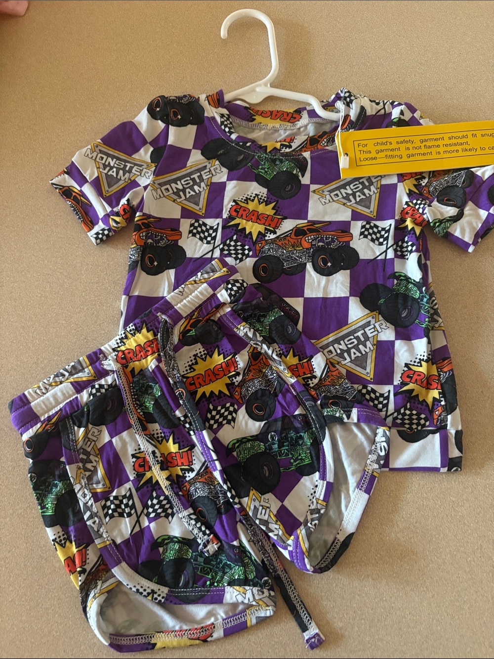 Purple Checkered Monster Jam Bamboo Pajamas